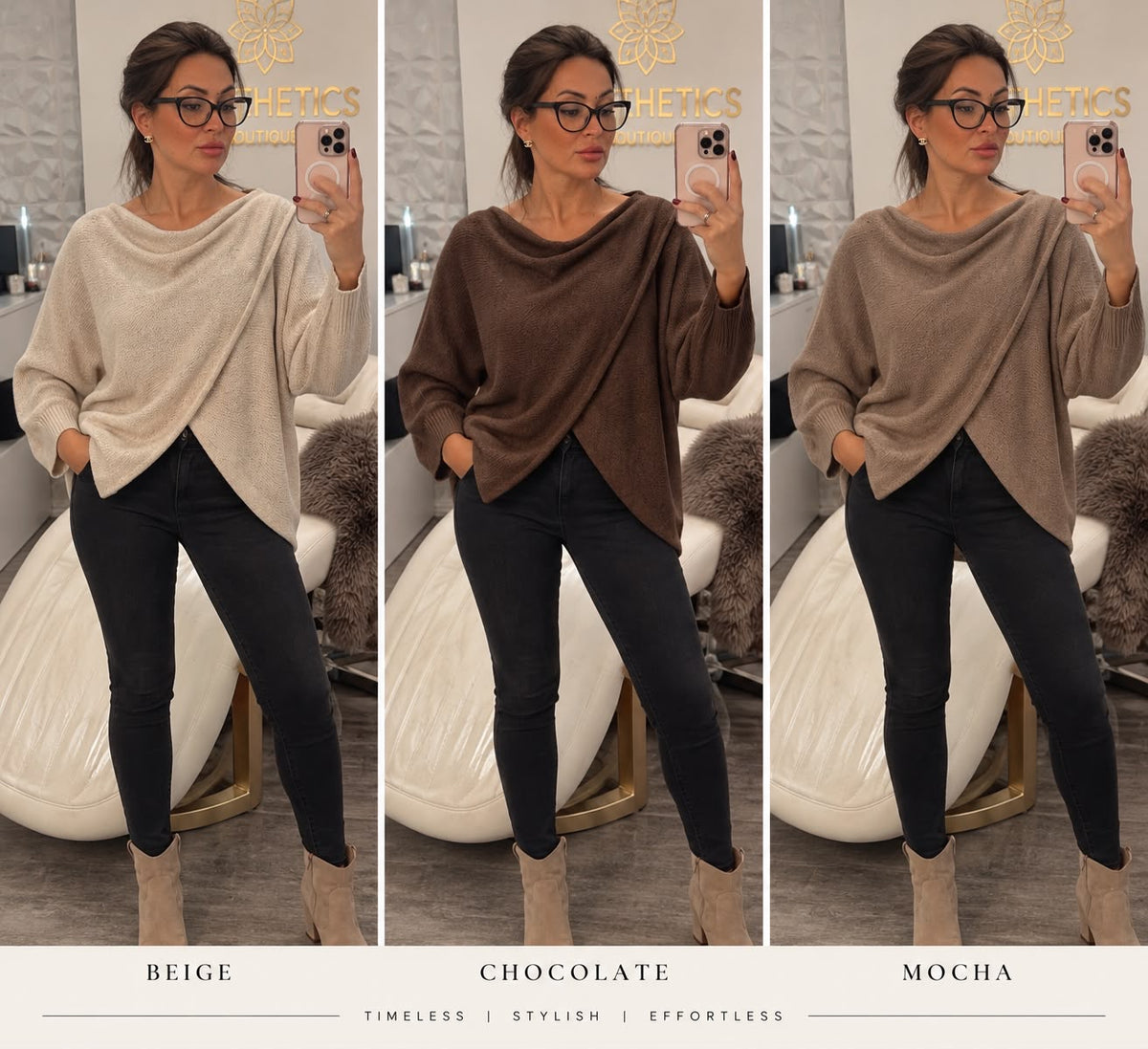 Draped Knit Batwing Jumper