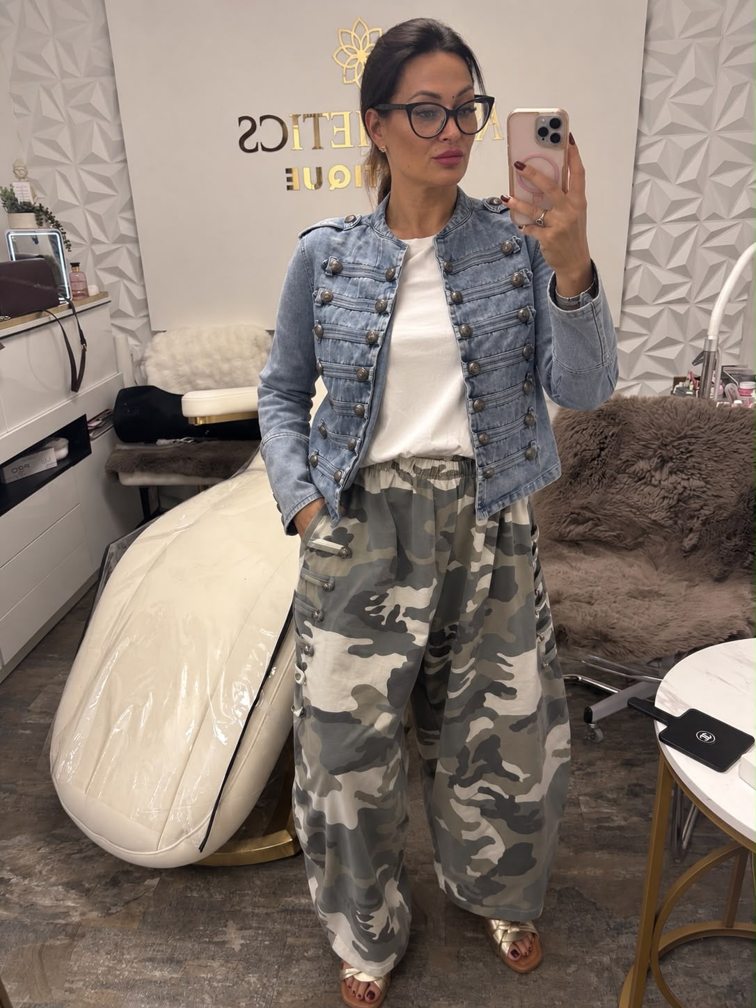 Military Button Denim Jacket
