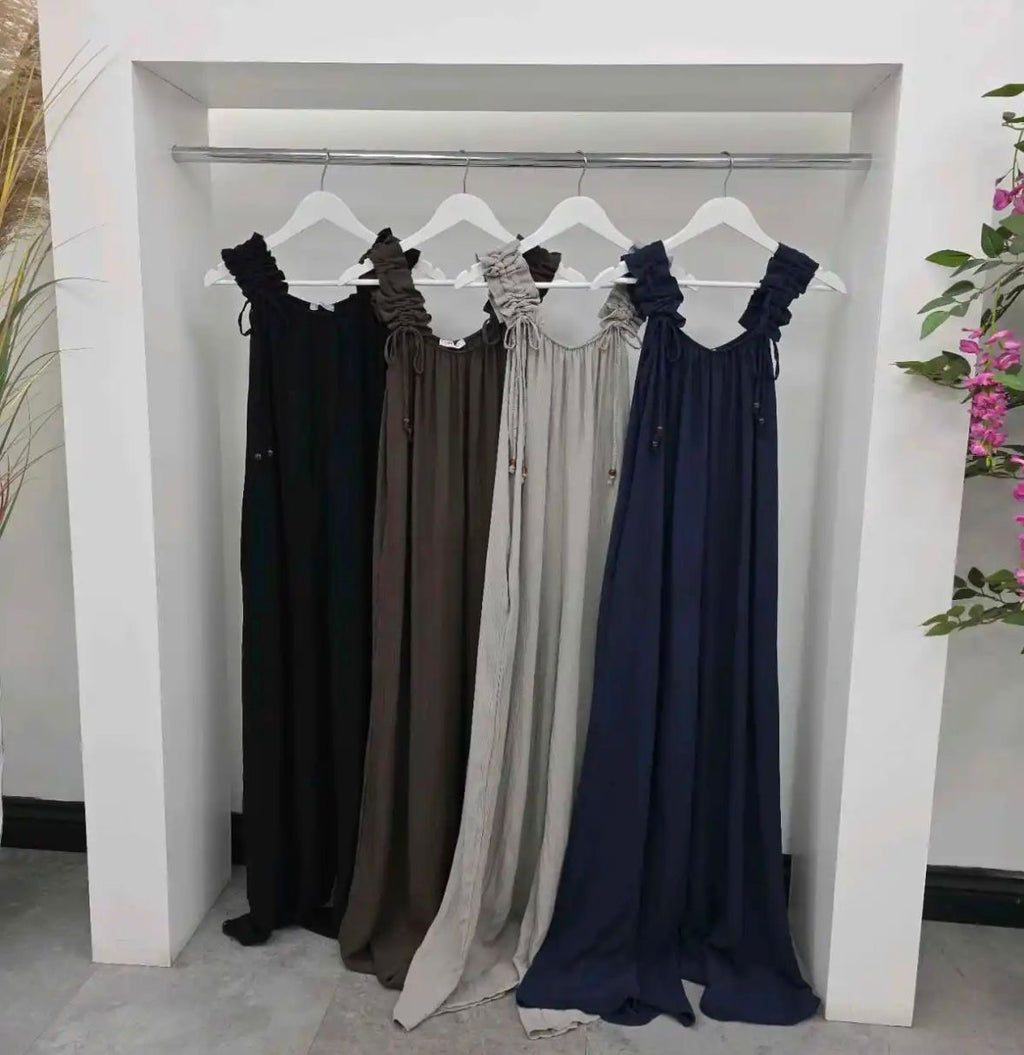 Ruched Strap Wide-Leg Jumpsuit