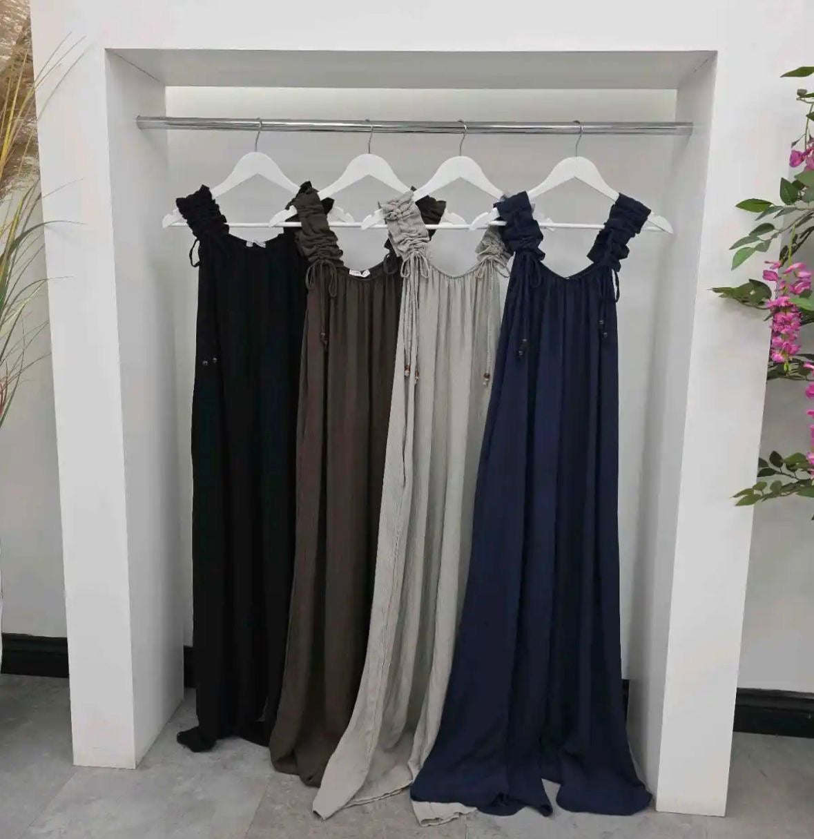 Ruched Strap Wide-Leg Jumpsuit