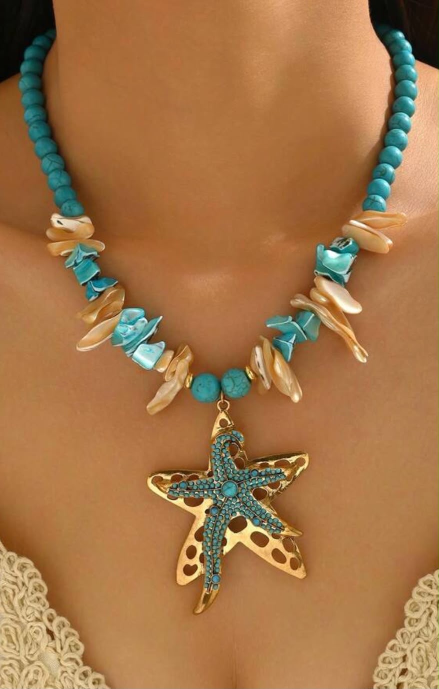 Turquoise Starfish Statement Necklace