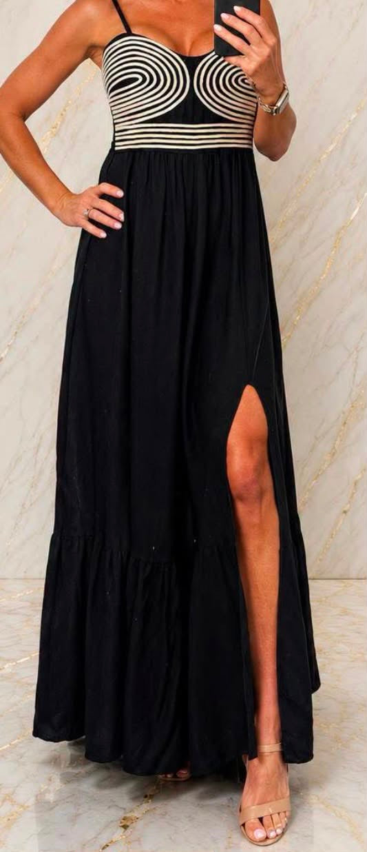 Contrast Bodice Maxi Dress