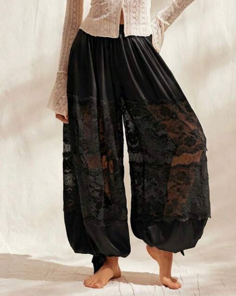 Lace Panel Harem Trousers