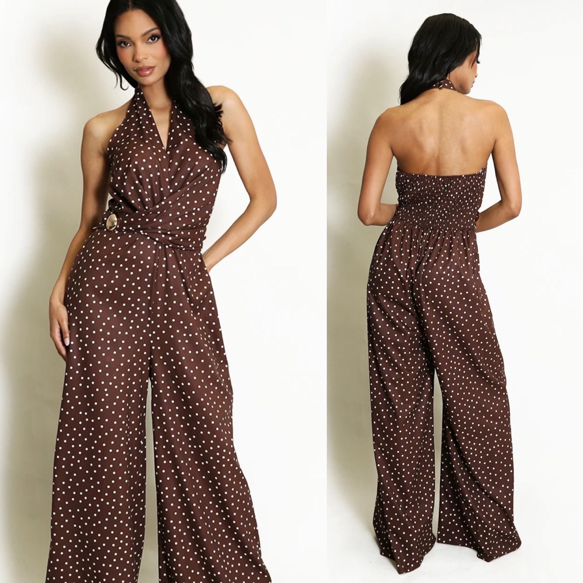 Polka Dot Halter Jumpsuit