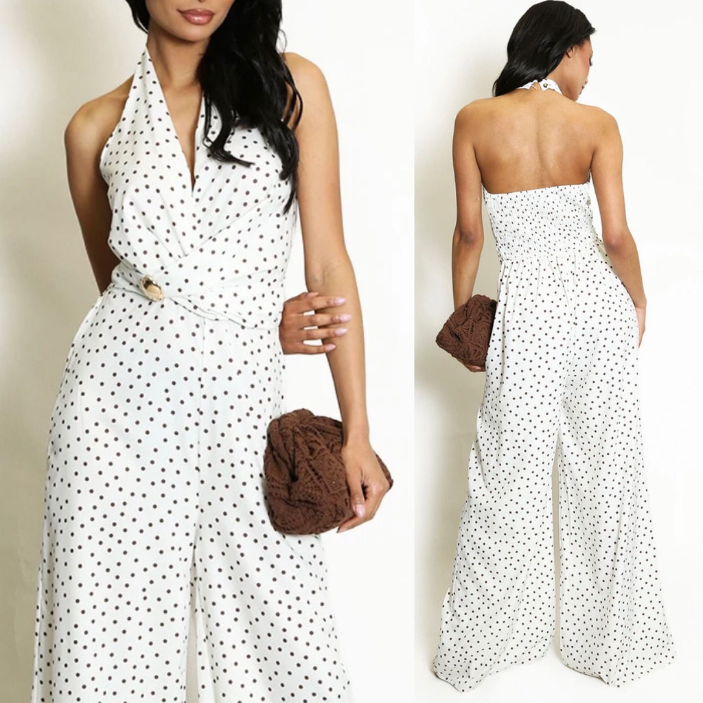 Polka Dot Halter Jumpsuit