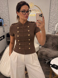 Military Button Detail Top