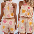 Seaside Print Halter Playsuit
