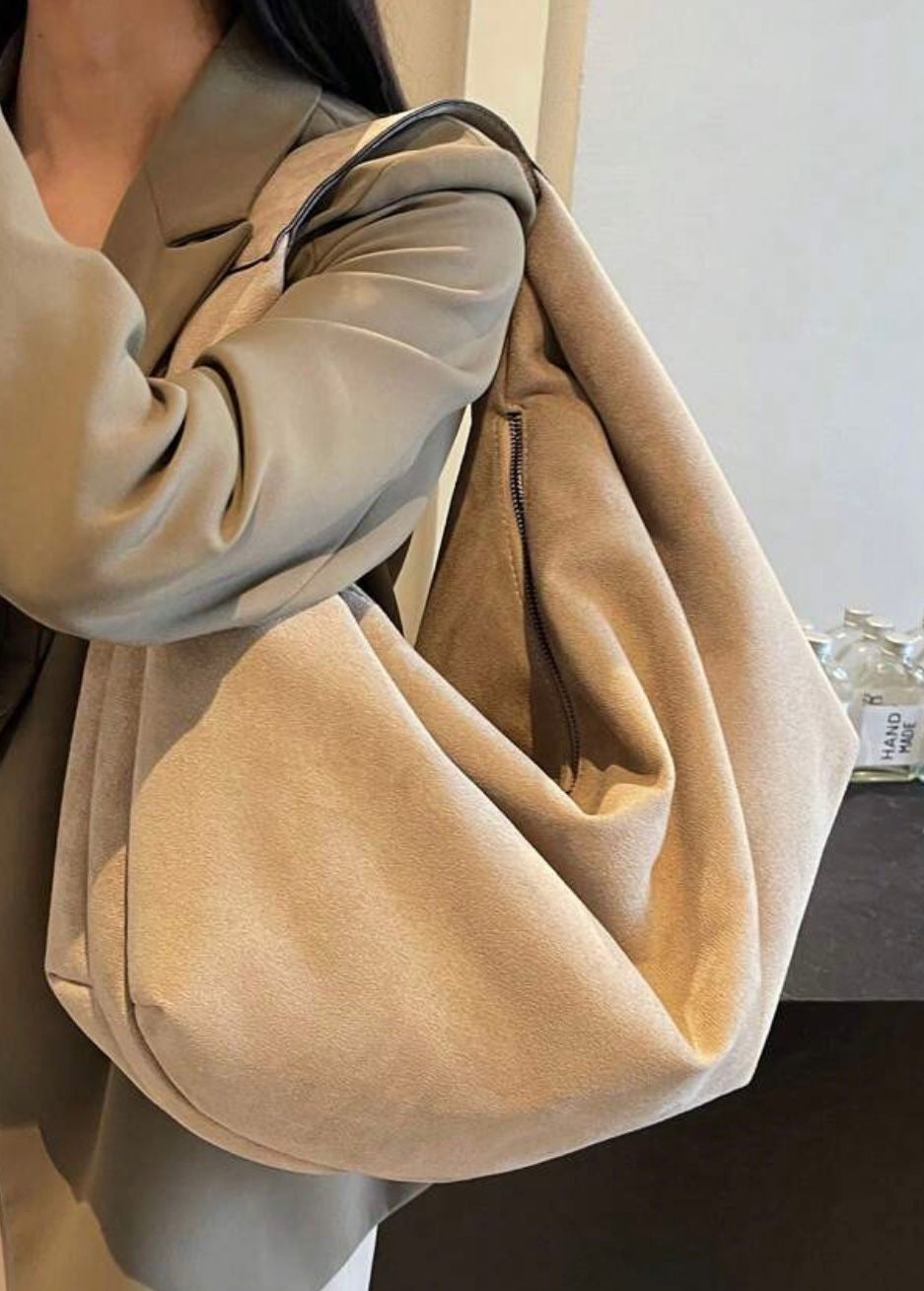 Suede Slouch Shoulder Bag
