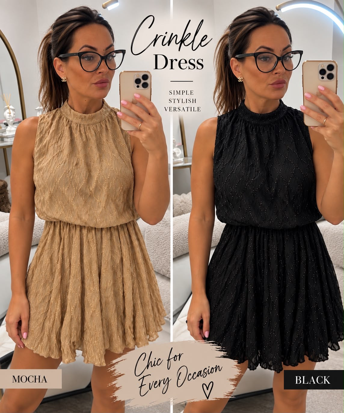 Crinkle Shimmer Dress