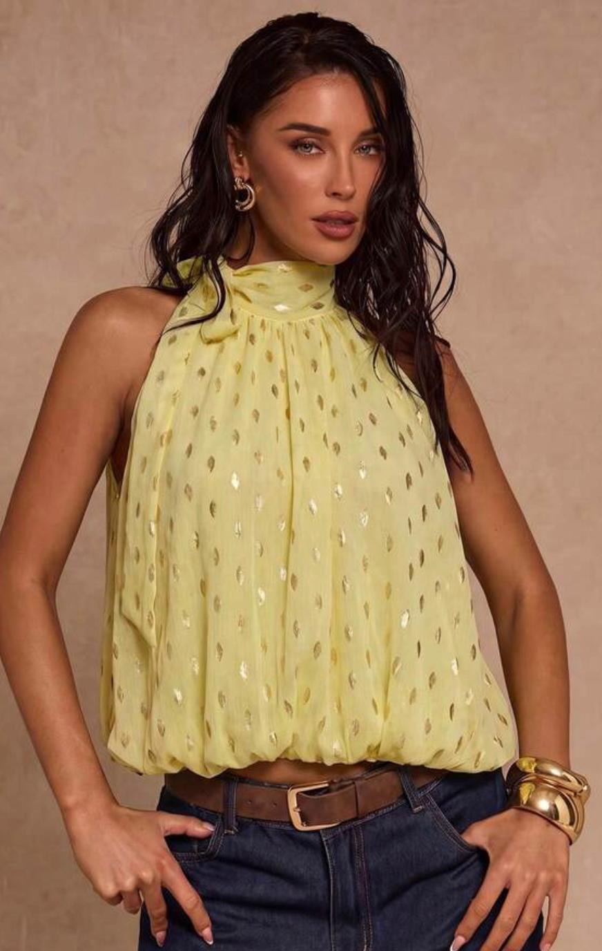 Polka Dot Tie Neck Blouse