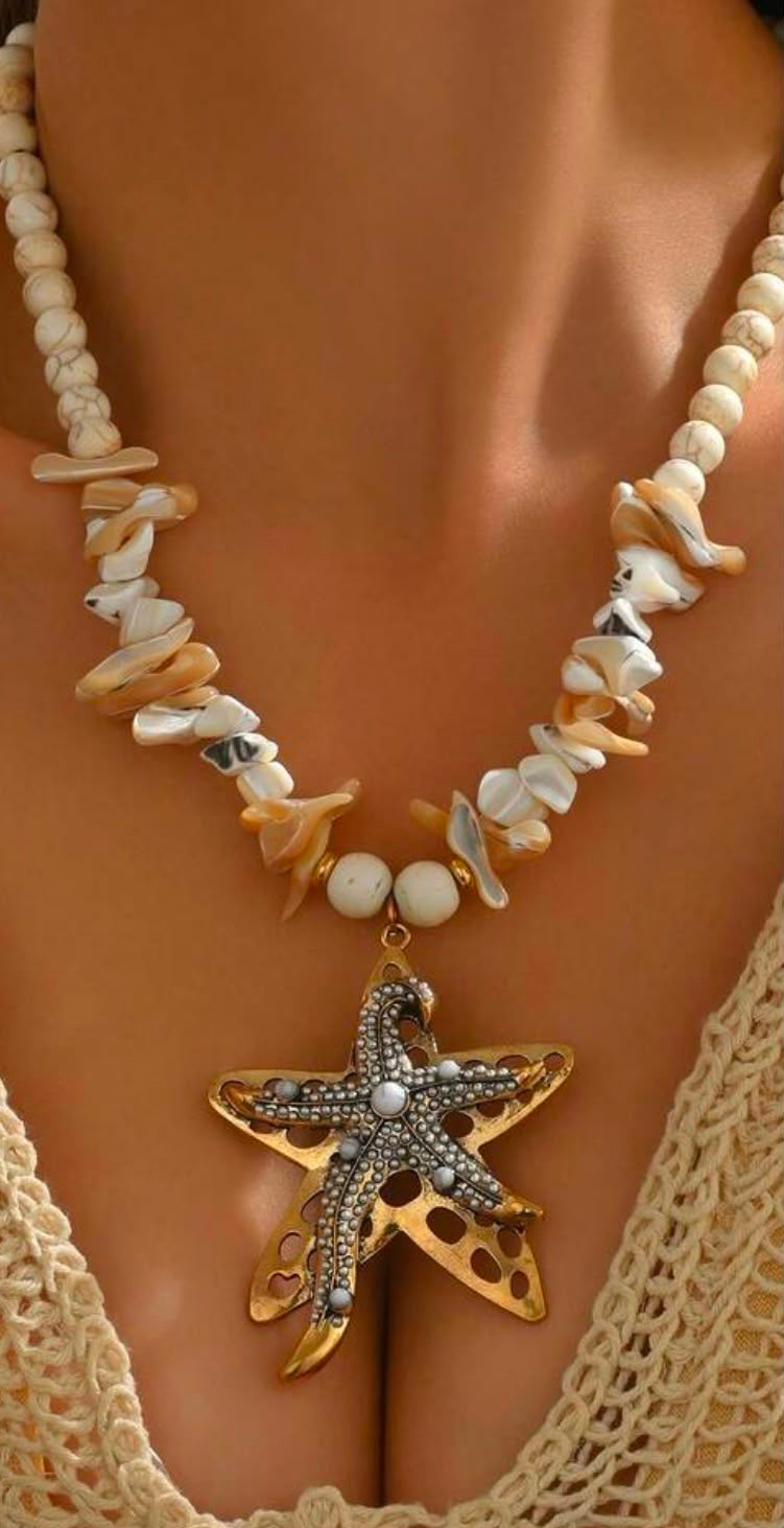 Starfish Shell Statement Necklace
