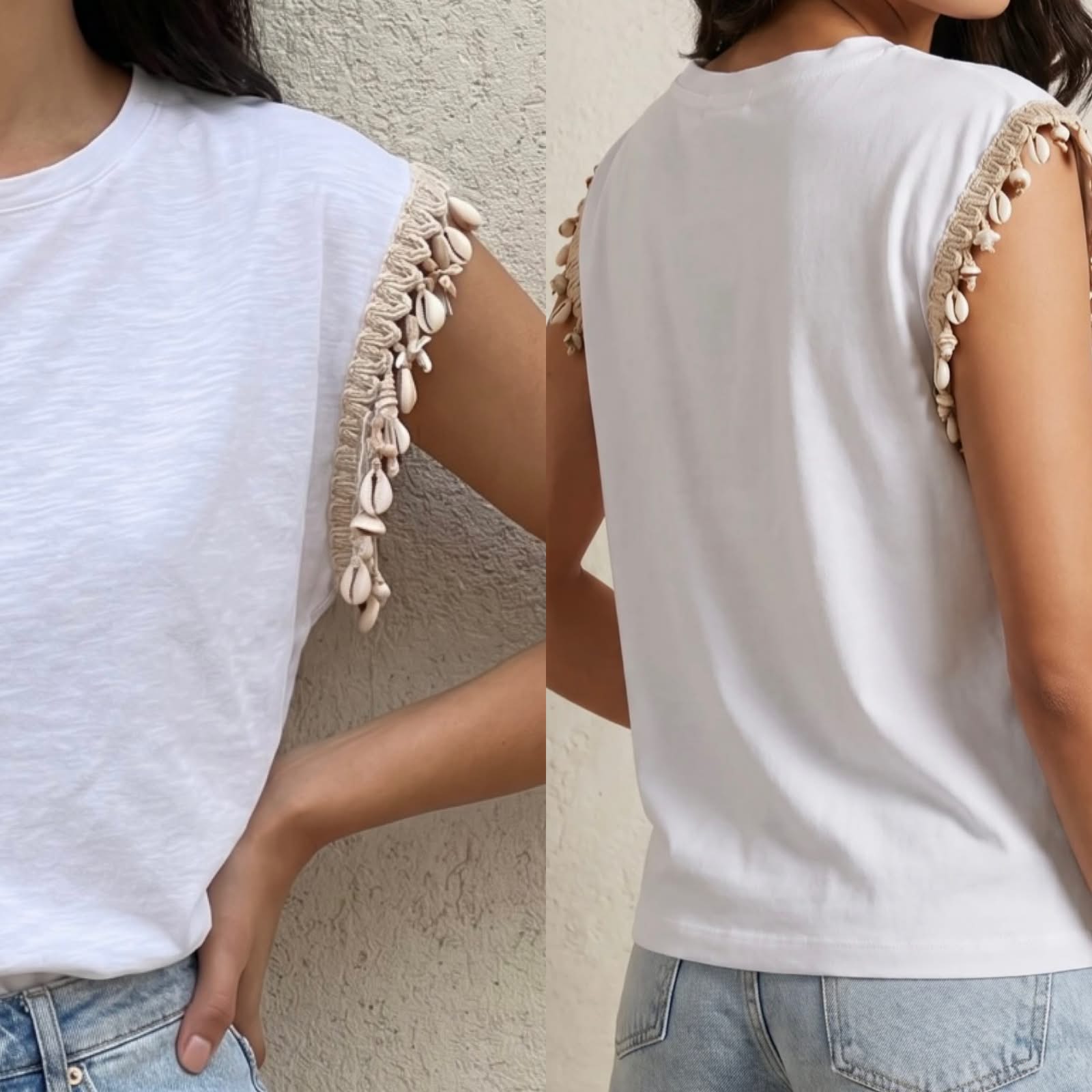 Shell Trim Sleeveless Tee