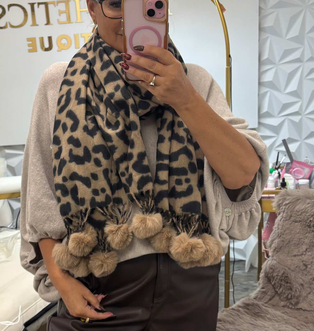 Pom Pom fluffy scarf