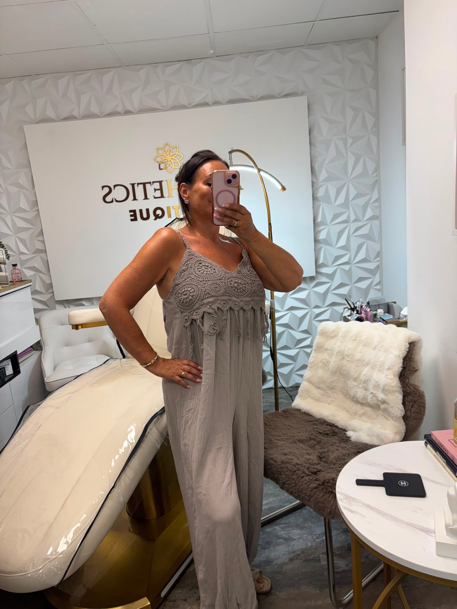 Crochet Detail Wide Leg Jumpsuit