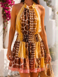 Animal Print Halterneck Mini Dress