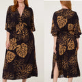 Tropical Leaf Print Midi Dress