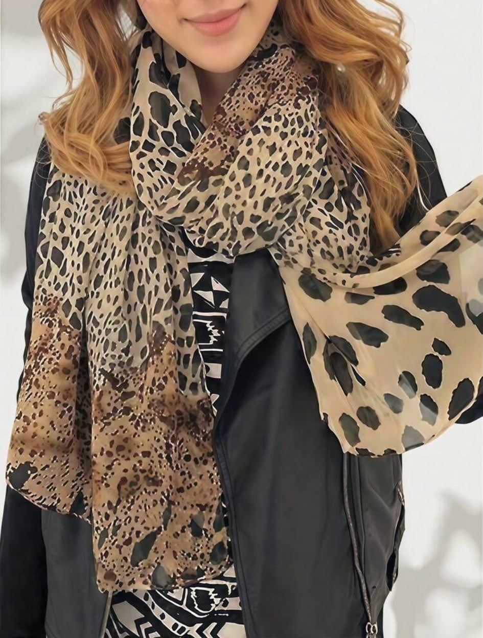 Animal Print Chiffon Scarf