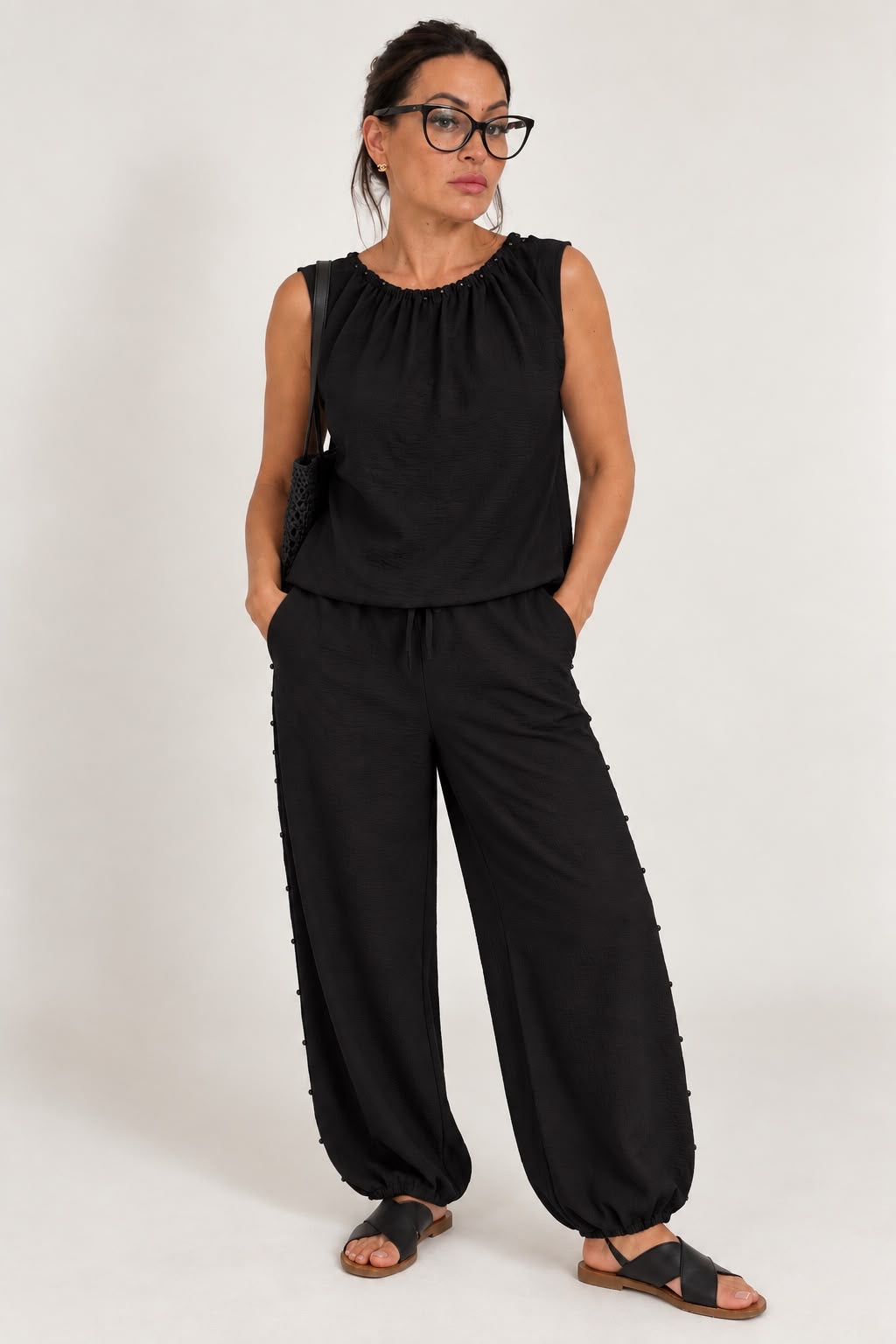 Stud Detail Sleeveless Co-Ord Set