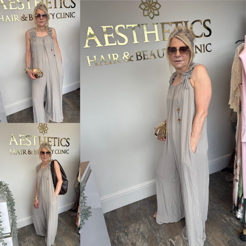 Ruched Strap Wide-Leg Jumpsuit