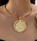 Gold Statement Disc Necklace